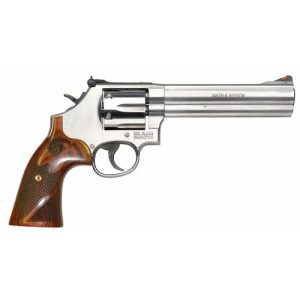 SMITH AND WESSON 686 DELUXE STAINLESS / WOOD .357 MAG 6-INCH 7RD ADJUSTABLE SIGHT